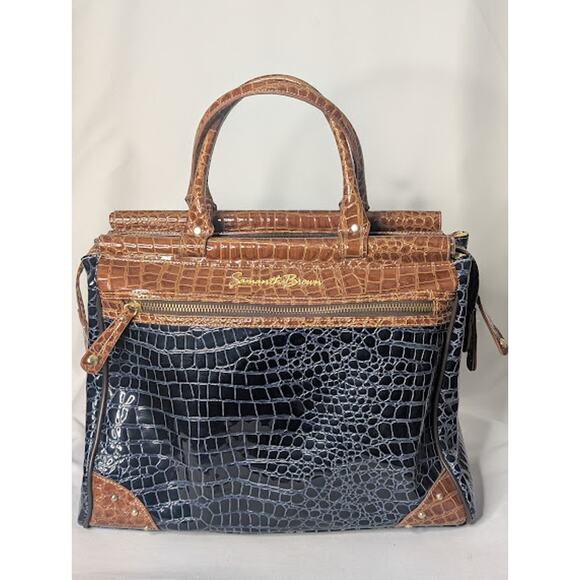 SAMANTHA BROWN Over Night faux crocodile Bag Contemporary Travel Preppy glam - Picture 1 of 12